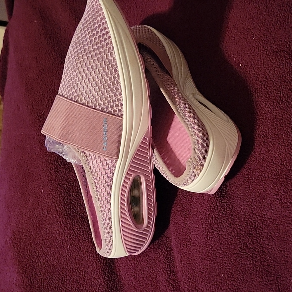 Pink slip on shoes
